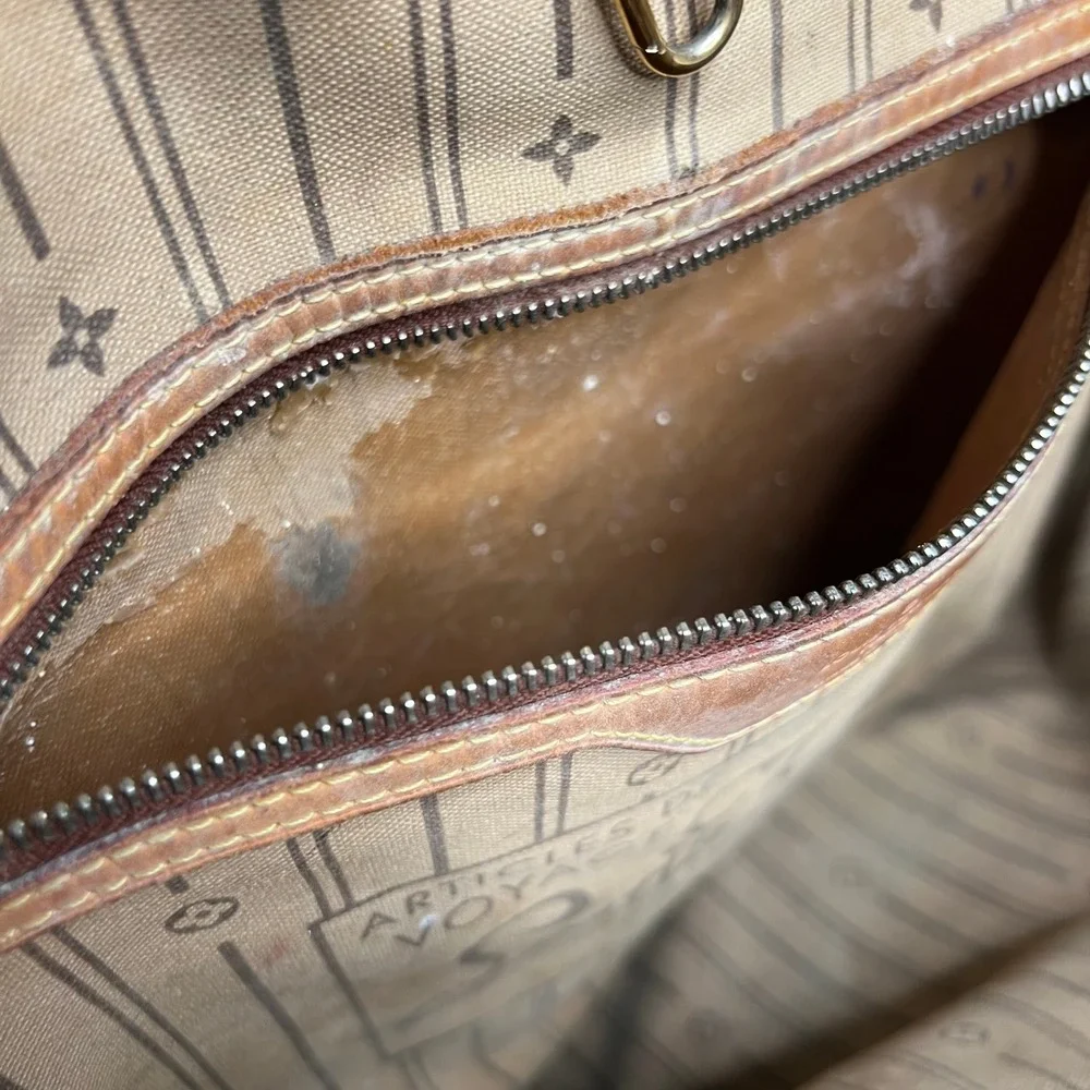Vintage Louis Vuitton Neverfull MM Monogram Canvas Tote Bag Brown Shoulder Bag